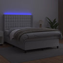 vidaXL fehér műbőr rugós ágy matraccal és LED-del 140x200 cm