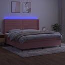 vidaXL rózsaszín bársony rugós és LED-es ágy matraccal 200x200 cm