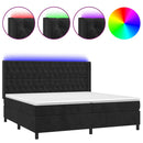 vidaXL fekete bársony rugós és LED-es ágy matraccal 200x200 cm