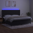 vidaXL fekete bársony rugós és LED-es ágy matraccal 200x200 cm