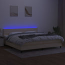 vidaXL krémszínű szövet rugós és LED-es ágy matraccal 200 x 200 cm
