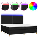 vidaXL fekete szövet rugós és LED-es ágy matraccal 200x200 cm