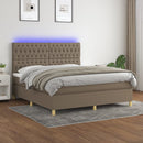 vidaXL tópszínű szövet rugós és LED-es ágy matraccal 160x200 cm