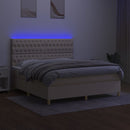 vidaXL krémszínű szövet rugós és LED-es ágy matraccal 160x200 cm