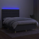 vidaXL sötétszürke szövet rugós és LED-es ágy matraccal 140x190 cm
