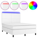 vidaXL fehér műbőr rugós ágy matraccal és LED-del 140x200 cm