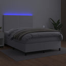 vidaXL fehér műbőr rugós ágy matraccal és LED-del 140x200 cm