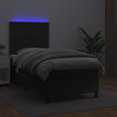 vidaXL fekete műbőr rugós ágy matraccal és LED-del 90x190 cm