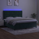 vidaXL sötétzöld bársony rugós és LED-es ágy matraccal 160x200 cm