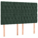 vidaXL sötétzöld bársony rugós és LED-es ágy matraccal 160x200 cm