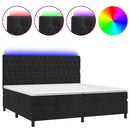 vidaXL fekete bársony rugós és LED-es ágy matraccal 200x200 cm