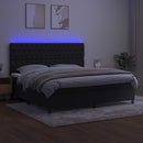 vidaXL fekete bársony rugós és LED-es ágy matraccal 200x200 cm