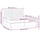 vidaXL fekete bársony rugós és LED-es ágy matraccal 200x200 cm