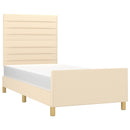 vidaXL krémszínű szövet ágykeret matrac nélkül 90x200 cm