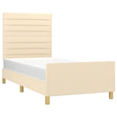 vidaXL krémszínű szövet ágykeret matrac nélkül 100x200 cm