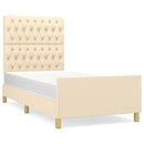 vidaXL krémszínű szövet ágykeret matrac nélkül 90x200 cm