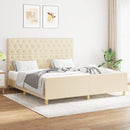 vidaXL krémszínű szövet ágykeret matrac nélkül 160 x 200 cm