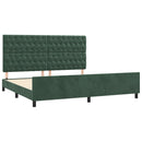 vidaXL sötétzöld bársony ágykeret matrac nélkül 200x200 cm