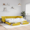 vidaXL sárga kihúzható bársony heverő fiókkal 90 x 200 cm
