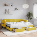 vidaXL sárga kihúzható bársony heverő fiókkal 90 x 200 cm