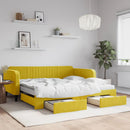 vidaXL sárga kihúzható bársony heverő fiókkal 100 x 200 cm