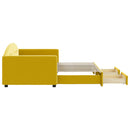 vidaXL sárga kihúzható bársony heverő fiókkal 90 x 200 cm