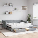 vidaXL világosszürke kihúzható szövet heverő fiókkal 90 x 190 cm