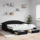 vidaXL fekete kihúzható szövet heverő fiókkal 90 x 190 cm