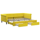 vidaXL sárga kihúzható bársony heverő fiókkal 90 x 200 cm