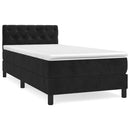 vidaXL fekete bársony rugós ágy matraccal 80 x 200 cm