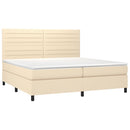 vidaXL krémszínű szövet rugós ágy matraccal 200 x 200 cm
