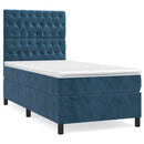 vidaXL sötétkék bársony rugós ágy matraccal 100 x 200 cm