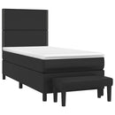 vidaXL fekete műbőr rugós ágy matraccal 90x190 cm