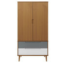 vidaXL MOLDE barna tömör fenyőfa gardrób 90 x 55 x 175 cm