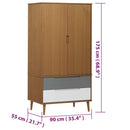 vidaXL MOLDE barna tömör fenyőfa gardrób 90 x 55 x 175 cm