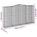 vidaXL 2 db íves horganyzott vas gabion kosár 400x50x220/240 cm