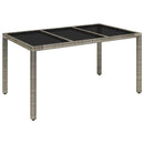 vidaXL szürke polyrattan üveglapos kerti asztal 150 x 90 x 75 cm