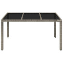 vidaXL szürke polyrattan üveglapos kerti asztal 150 x 90 x 75 cm
