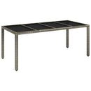 vidaXL szürke polyrattan üveglapos kerti asztal 190 x 90 x 75 cm