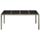 vidaXL szürke polyrattan üveglapos kerti asztal 190 x 90 x 75 cm