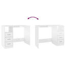 vidaXL magasfényű fehér szerelt fa íróasztal fiókokkal 102x50x76 cm