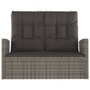 vidaXL szürke polyrattan dönthető kerti pad párnákkal 118 cm