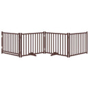 vidaXL barna tömör fa 4 paneles összecsukható kutyakapu ajtóval 320 cm