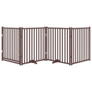 vidaXL barna tömör fa 4 paneles összecsukható kutyakapu ajtóval 320 cm