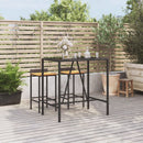 vidaXL fekete polyrattan üveglapos bárasztal 110 x 70 x 110 cm