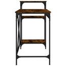 vidaXL füstös tölgy szerelt fa és vas íróasztal polcokkal 135x50x90 cm