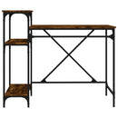 vidaXL füstös tölgy szerelt fa és vas íróasztal polcokkal 105x50x90 cm