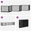 vidaXL fekete nyárfa 6 paneles összecsukható kutyakapu ajtóval 480 cm