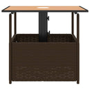 vidaXL barna polyrattan kerti asztal napernyőlyukkal 55x55x46,5 cm