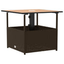 vidaXL barna polyrattan kerti asztal napernyőlyukkal 55x55x46,5 cm